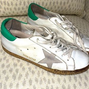Golden Goose White & Gold Glitter Sneakers Size 38